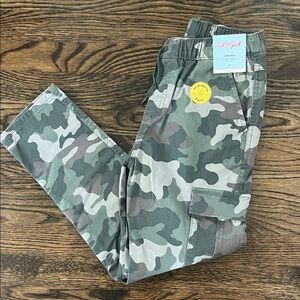 New Boys Cat & Jack Green Camouflage Cargo Pants 10
